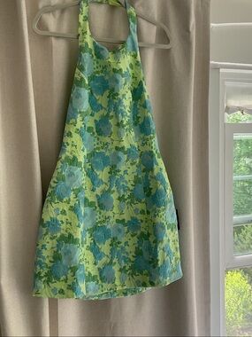 Ulla Johnson Girls' Blue and Green Floral Halter Dress